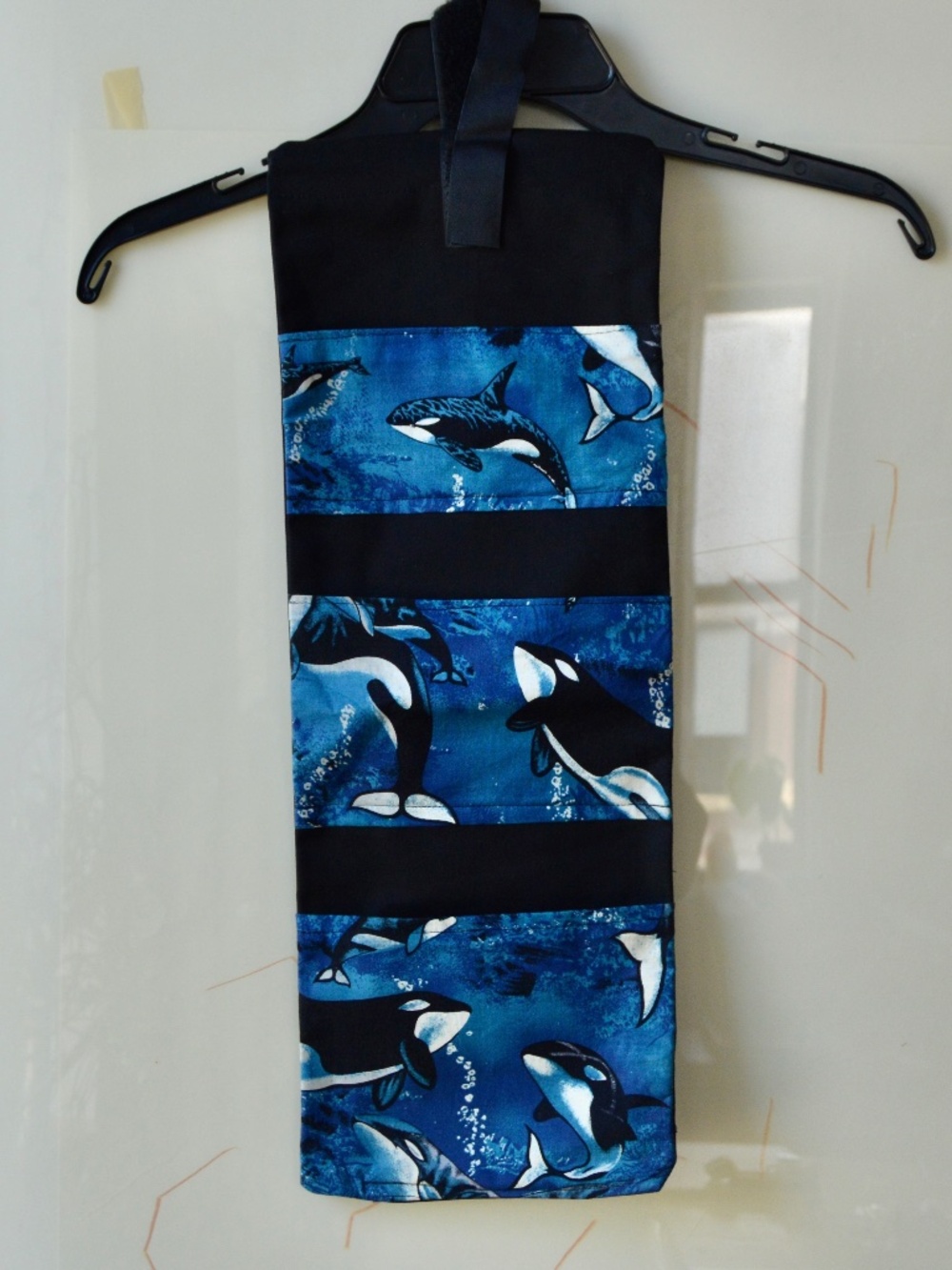 Vintage 1990s Lisa Frank-Inspired Hand Sewn Hanging Pocket Organizer Orca Fabric